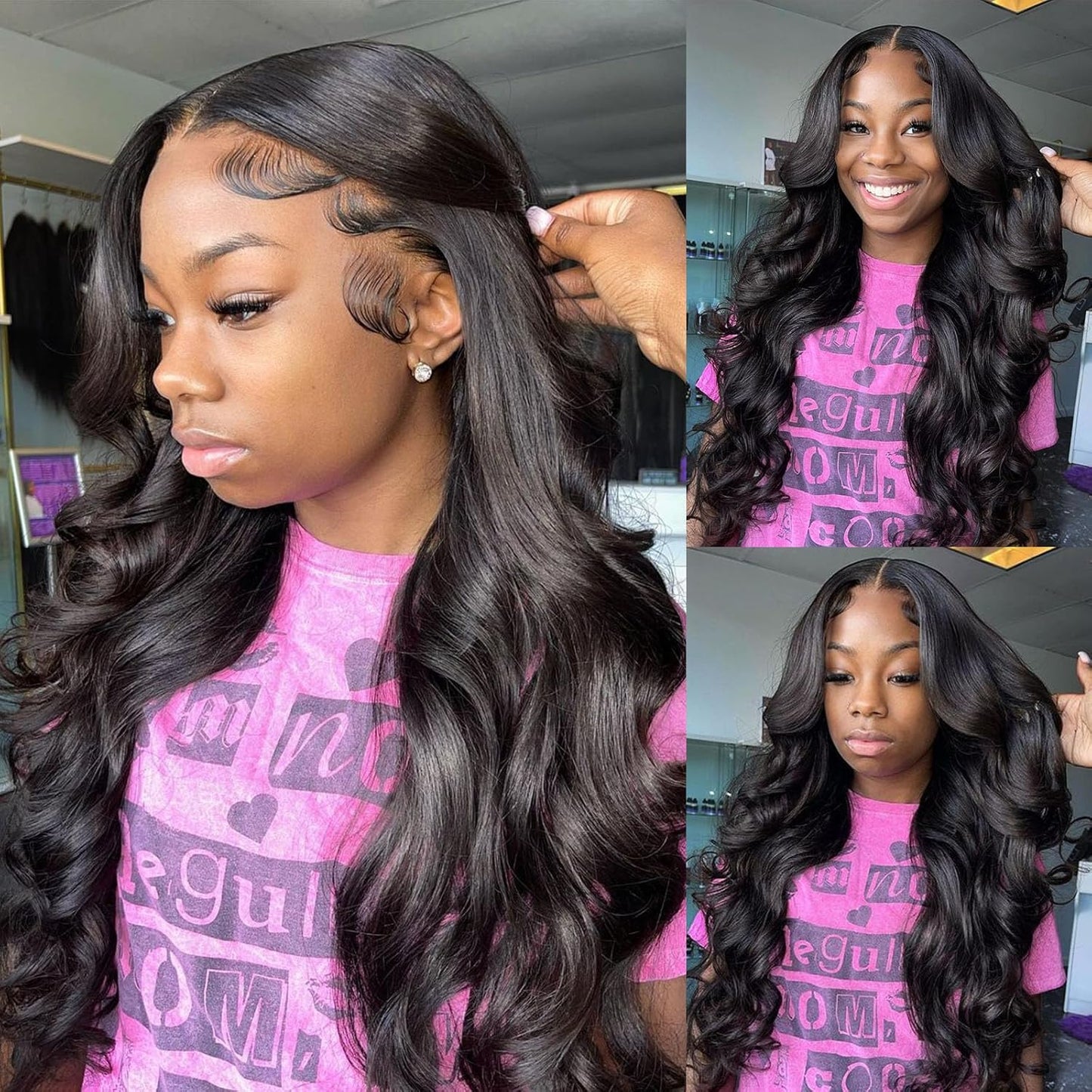 Body Wave Lace Front Wigs Human Hair 13X4 HD Lace Frontal Wigs Human Hair 16Inch Natural Black Wigs for Black Women Human Hair 180 Density Glueless Wigs Human Hair Pre Plucked Hairline with Baby Hair