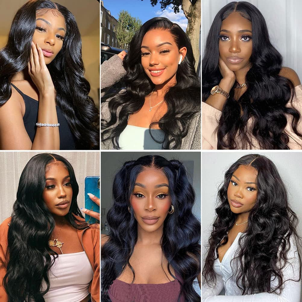 18 Inch Lace Front Wigs Human Hair Pre Plucked 13X4 Body Wave HD Lace Front Wigs Human Hair 180 Density Brazilian Virgin Hair Glueless Wigs Human Hair for Women Natural Black Color