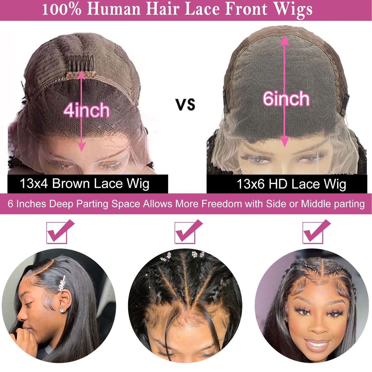 13X6 Lace Front Wigs Human Hair Straight Lace Front Wigs Human Hair 150% Density Glueless Wigs Human Hair Pre Plucked with Baby Hair Natural Hairline (22 Inch, Natural Color)