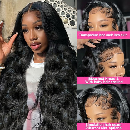 28 Inch 13X6 Lace Front Wigs Human Hair Body Wave Wig HD Lace Front Wigs Human Hair Glueless Wigs Human Hair Pre Plucked HD Transparent Lace Wigs for Black Women Frontal Wigs Human Hair