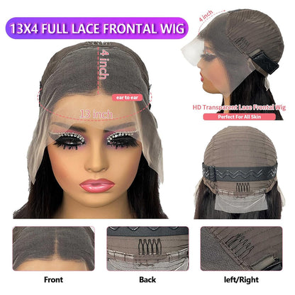 28 Inch 13X4 Lace Front Wigs Human Hair Straight HD Transparent Human Hair Wigs for Women 180 Density Straight Lace Frontal Human Hair Wigs Pre Plcked Wigs with Baby Hair Natural Black