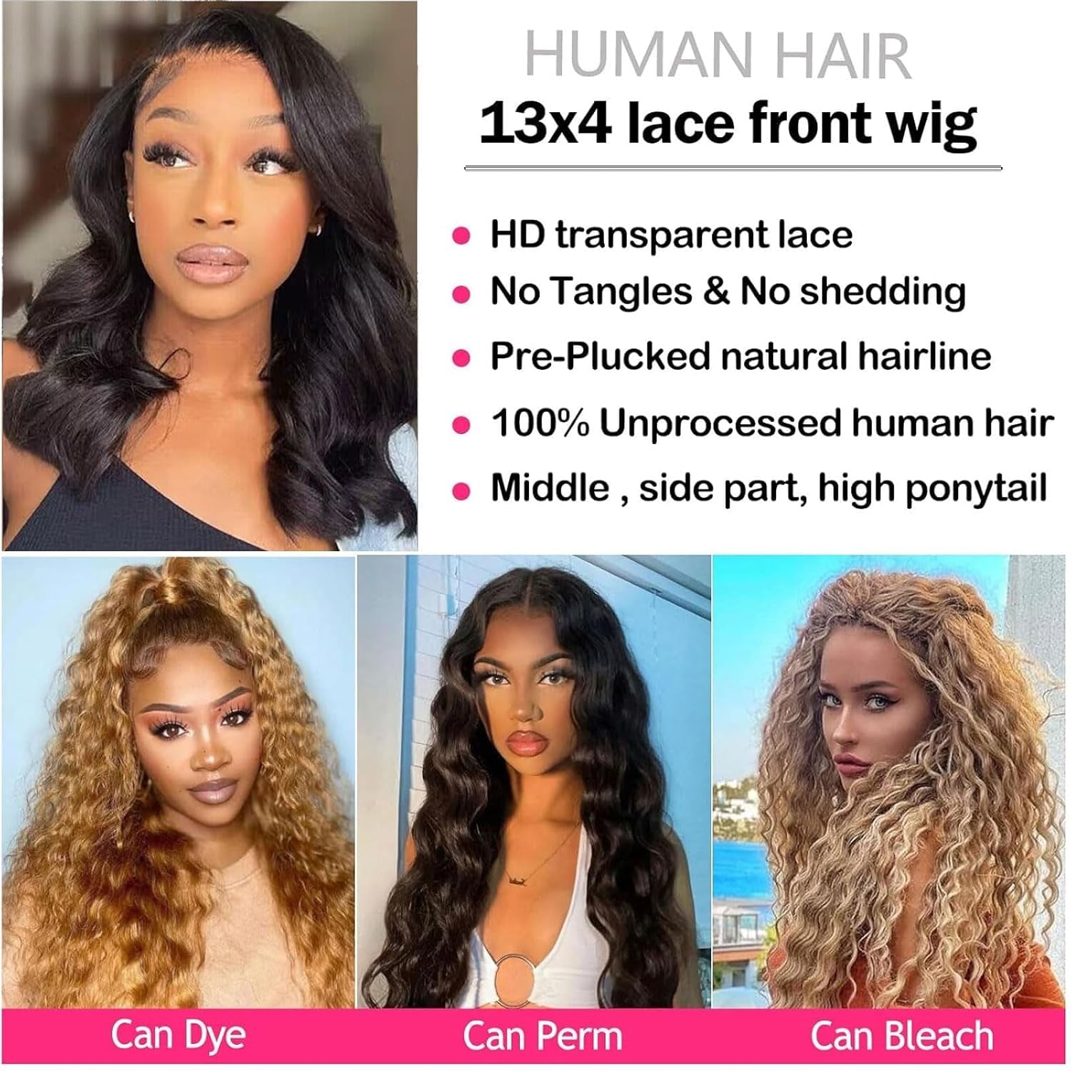 18 Inch Body Wave Lace Front Wigs Human Hair Ocean Wave 13X4 HD Transparent 360°Full Lace Ombre Lace Frontal Wig Pre Plucked with Baby Hair 12A Glueless Wig for Women Tt1B/Bug(Black Red)