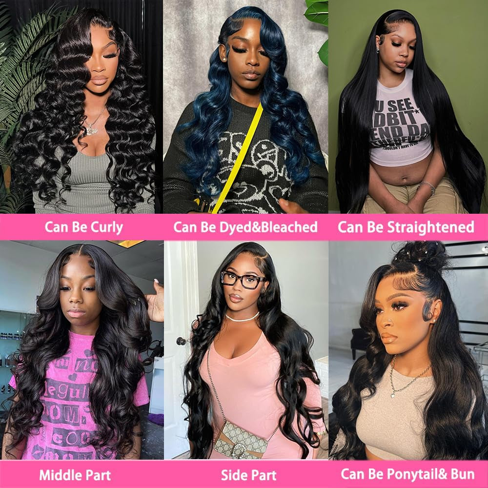 30 Inch 13X6 Body Wave Lace Front Wigs Human Hair Pre Plucked Glueless Wigs Human Hair 180% Density Brazilian Virgin Body Wave Lace Front Wig 13X6 HD Frontal Human Hair Lace Front Wigs for Women