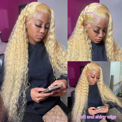 Blonde Lace Front Wig 613 Hd Lace Frontal Wig 13X6 Curly Lace Front Human Hair Wig 13X4 Deep Wave Frontal Wigs for Women