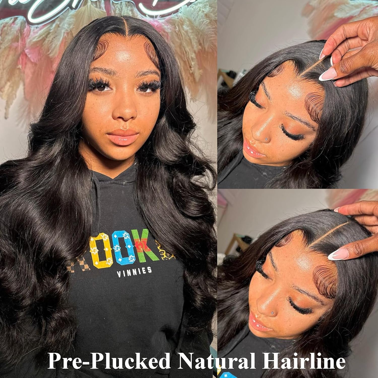 Body Wave Lace Front Wigs Human Hair 13X4 HD Lace Wigs Human Hair Pre Plucked Hairline with Baby Hair 180% Density Brazilian Virgin Human Hair Wigs for Black Women Glueless Lace Front Wigs 28 Inch